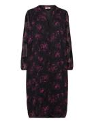 Carmelena L/S V-Neck Midi Dress Aop Polvipituinen Mekko Black ONLY Car...