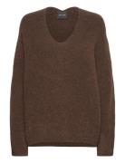 Mmthora V-Neck Knit Tops Knitwear Jumpers Brown MOS MOSH