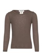 Wool O-Neck Tops T-shirts Long-sleeved T-shirts Brown Rosemunde Kids