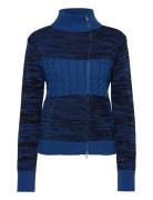 Pixie Zipper Turtleneck Tops Knitwear Turtleneck Blue Hosbjerg