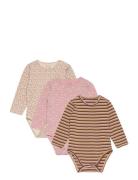 Hcblue - Bodysuit 3-Pack Bodies Long-sleeved Pink Hust & Claire