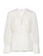 Wilhelmina Wrap Detail Chiffon Blouse Tops Blouses Long-sleeved White ...