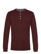 Solid Granddad L/S Tops T-shirts Long-sleeved Burgundy Lindbergh