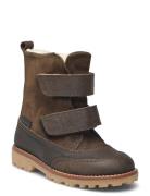 Boots - Flat - With Velcro Talvikengät Tarroilla Brown ANGULUS