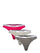 Thong 3Pk Stringit Alusvaatteet Multi/patterned Calvin Klein