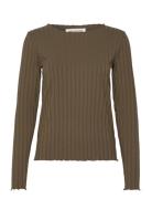 T-Shirt Long Sleeve Tops T-shirts & Tops Long-sleeved Brown Sofie Schn...