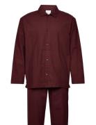 L/S Button Down Pant Set Pyjama Burgundy Calvin Klein