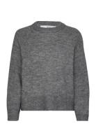 Slfrena Ls Knit O-Neck Camp Tops Knitwear Jumpers Grey Selected Femme