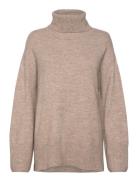 Roll-Neck Knitted Sweater Tops Knitwear Turtleneck Beige Gina Tricot