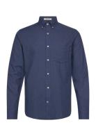 Reg Flannel Melange Shirt Tops Shirts Casual Navy GANT