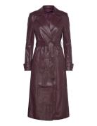 Vegan Leather Trench Coat Nahkatakki Burgundy Bardot