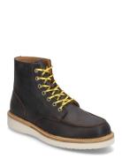 Slhteo New Leather Moc-Toe Boot Nyörisaappaat Brown Selected Homme