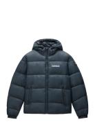 Suomi Hood Puffer Jacket Vuorillinen Takki Topattu Takki Navy Napapijr...