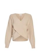 Mschzinelle Hope Wrap Pullover Tops Knitwear Jumpers Beige MSCH Copenh...