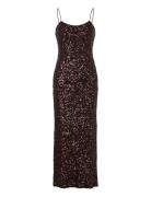 Gertrude Sequin Maxi Dress Polvipituinen Mekko Brown Twist & Tango