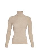 Mschrigmor Avalina Rib R Pullover Tops Knitwear Turtleneck Beige MSCH ...