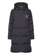 Crest-Patch Hooded Down Coat Topattu Pitkä Takki Navy Lauren Ralph Lau...