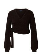 Cecilia Alpaca Blend Wrap Sweater Tops Knitwear Cardigans Brown Lexing...