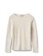 Wool T-Shirt L/S Alfie Tops T-shirts Long-sleeved T-shirts Cream Wheat