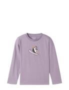 Printed Longsleeve Tops T-shirts Long-sleeved T-shirts Purple Tom Tail...