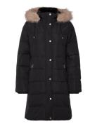 Faux-Fur-Trim Hooded Down Coat Vuorillinen Takki Topattu Takki Black L...