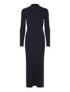 Knitted Dress With Contrasting Trims Maksimekko Juhlamekko Navy Mango