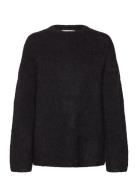 Slfgabella Ls Knit O-Neck Camp Tops Knitwear Jumpers Black Selected Fe...