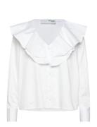 Slfisobel Ls Ruffled Shirt B Tops Shirts Long-sleeved White Selected F...