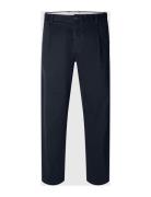 Slh172-Slim Tape Ron Pleat Pant Bottoms Trousers Chinos Navy Selected ...