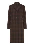 Plaid Wool-Blend Reefer Coat Villakangastakki Pitkä Takki Brown Lauren...