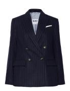 Preston - Woolen Pinstripe Blazers Double Breasted Blazers Navy Day Bi...