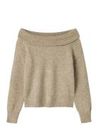 Nlflodet Ls Off Shoulder Top Tops Knitwear Pullovers Beige LMTD