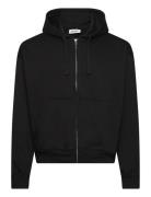 Boxy Midweight Zip Hoodie Tops Sweat-shirts & Hoodies Hoodies Black We...