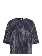 Shelly Blouse Tops Blouses Short-sleeved Navy Noella