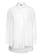 Caprina Crepe Ls Button Shirt Tops Shirts Long-sleeved White French Co...