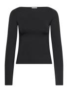 Boatneck Long Sleeve Tops T-shirts & Tops Long-sleeved Black Weekday