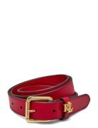 Logo-Keeper Leather Skinny Belt Vyö Red Lauren Ralph Lauren