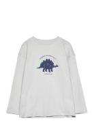 Dinosaur Print Hoodie Tops T-shirts Long-sleeved T-shirts White Mango