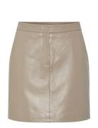 Yaslyma Hmw Leather Skirt Noos Lyhyt Hame Beige YAS