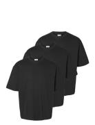 Slhlooseoscar Ss O-Neck Tee 3 Pack Tops T-shirts Short-sleeved Black S...