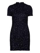 Short-Sleeved Sequin Dress Lyhyt Mekko Navy Mango