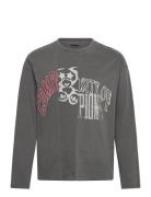 Cutup Great Boxy Graphic Long Sleeve Tops T-shirts Long-sleeved Grey W...