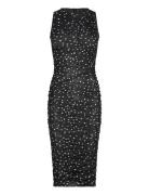 Felicia Spot Mesh Midi Dress Polvipituinen Mekko Black Bardot