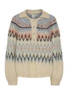 Yasshima Ls Knit Pullover Tops Knitwear Jumpers Cream YAS