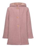 Coat Hood Wool W. Lining Ohut Takki Kuoritakki Pink Huttelihut