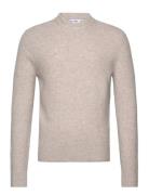 Knitted Sweater With Squared Structure Tops Knitwear Round Necks Beige...