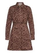 Leopard-Print Shirt Dress Lyhyt Mekko Brown Mango