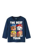 Nmmjasper Paw Ls Nreg Top Cplg Tops T-shirts Long-sleeved T-shirts Nav...