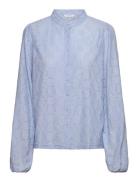 Long Sleeve Button Blouse Tops Blouses Long-sleeved Blue Bubbleroom