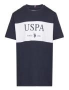 Cut And Sew College Uspa Ss T-Shirt Tops T-shirts Short-sleeved Navy U...